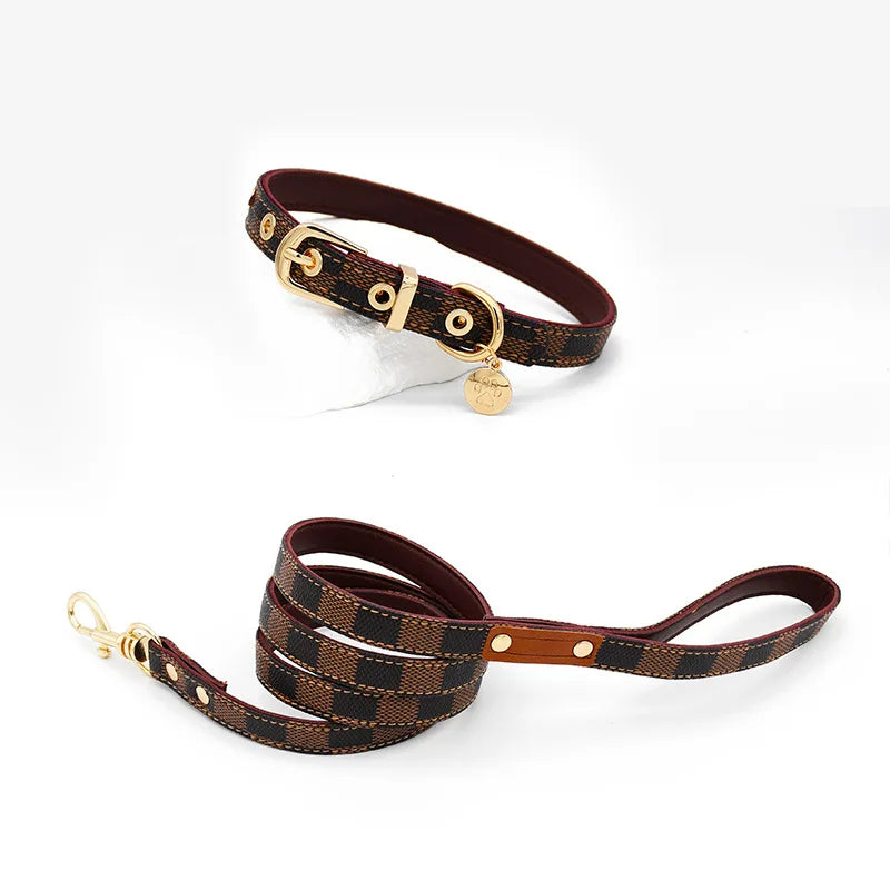 Bedrucktes Leder Hunde-Geschirr & Leinen-Set – Verstellbarer Brustgurt mit Schnellverschluss für Welpen & kleine bis mittelgroße Hunde