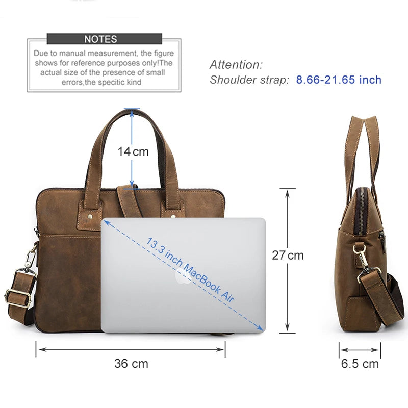 CONTACT’S Herren Leder-Aktentasche – Vintage Messenger Bag für Laptop & MacBook 13–16"