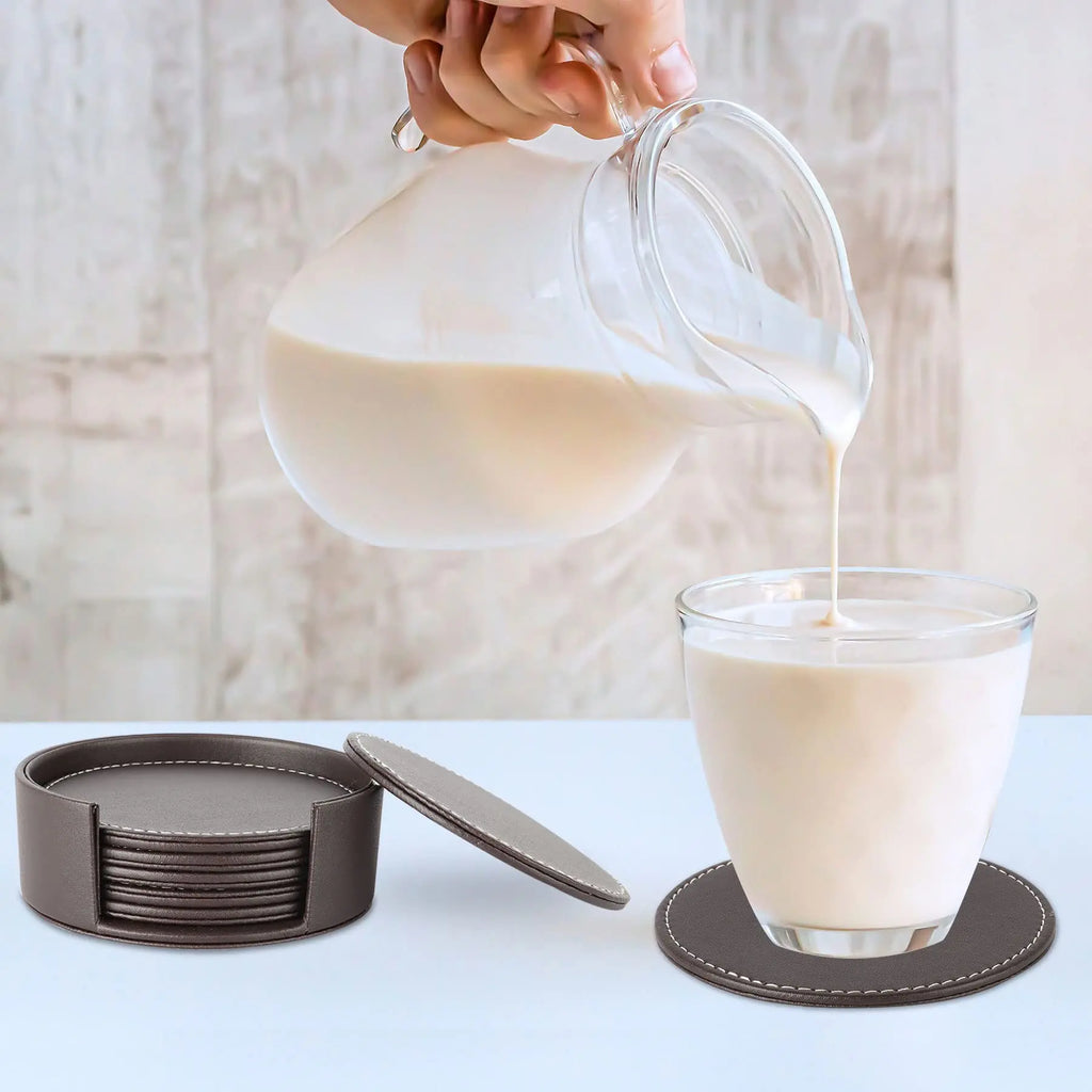 Luxus Leder Untersetzer Set – 6 handgefertigte Getränkeuntersetzer mit Halter für stilvollen Tischschutz & edles Wohndekor