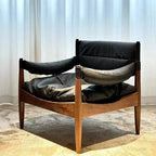 Vintage Leder-Wohnzimmersessel aus Massivholz – Cómodo sillón relax con Rückenlehne y Armlehnen para estilo Wohnräume 