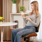 Durrafy Armloser Bürostuhl aus Leder – Moderner Schreibtischstuhl in Walnuss-Optik, höhenverstellbar & drehbar für Homeoffice