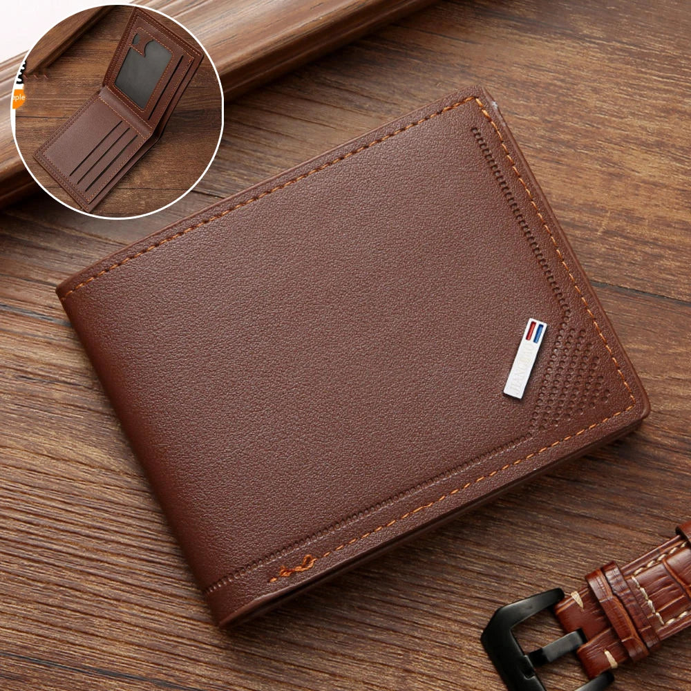 PU Leder Herren Geldbörse - Cartera vertical delgada con protección RFID, tarjetas y diseño minimalista 