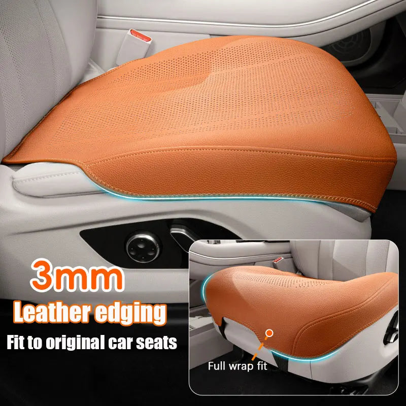 Coussin de siège de voiture en cuir Nappa – Housse de protection atmungsive, coussin de siège universel universel pour siège de commande et de rangement, porte-écrous