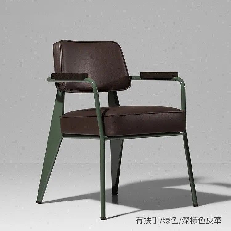 Nordischer Leder-Armchair mit Metallgestell – Vielseitiger Designerstuhl für Esszimmer, Wohnzimmer, Café &amp; Meetingräume