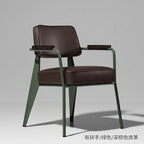 Nordischer Leder-Armchair mit Metallgestell – Vielseitiger Designerstuhl für Esszimmer, Wohnzimmer, Café &amp; Meetingräume