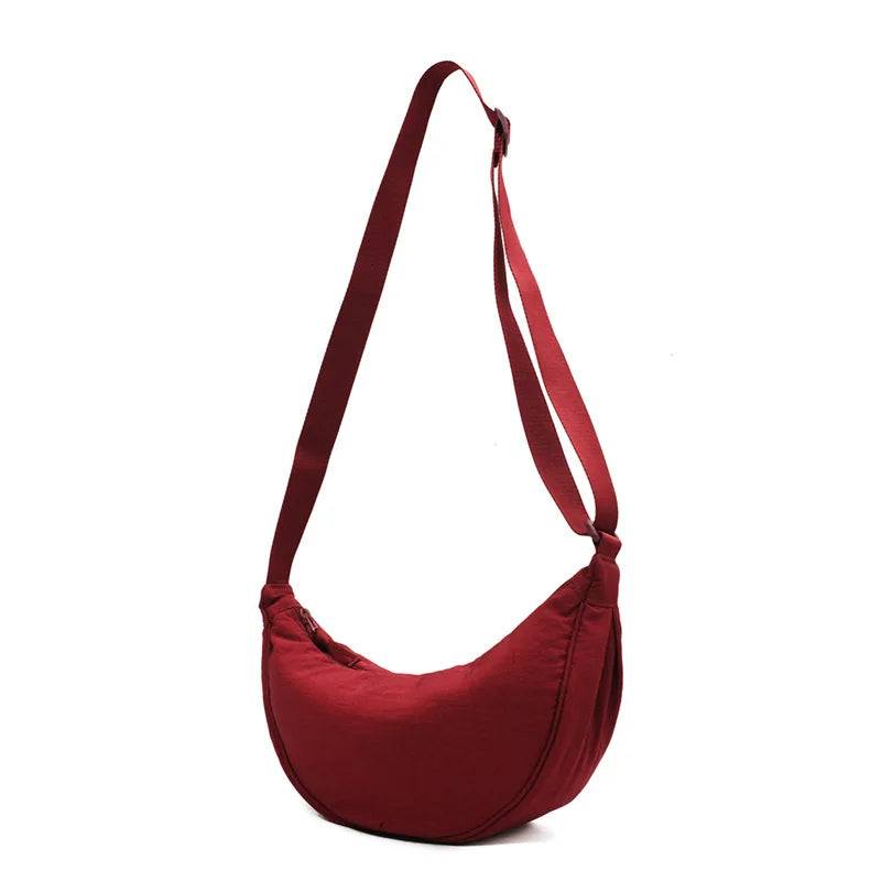 Solide Damen Nylon Schultertasche – Sac à main bandoulière en tissu polaire pour voyage et voyage 