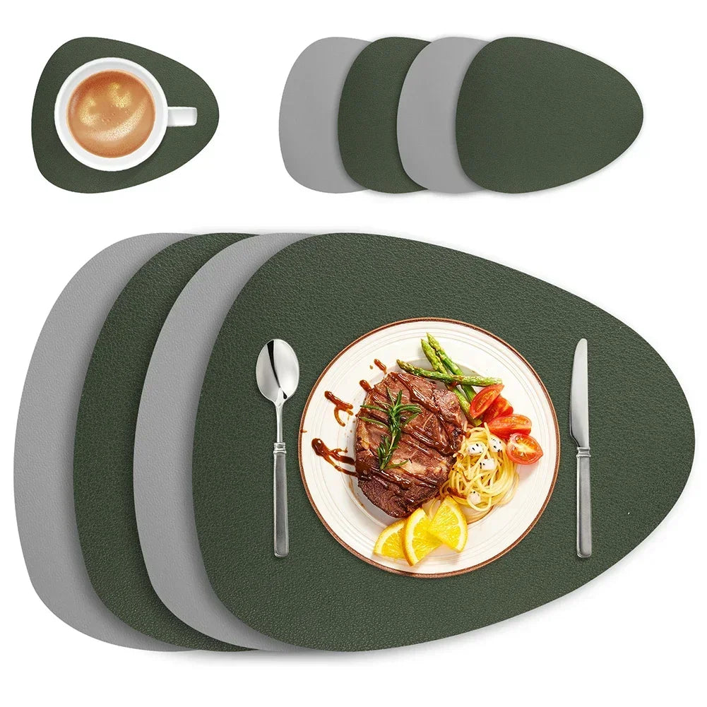 Wendbare PU-Kunstleder Tischsets & Untersetzer – Hitzebeständige, rutschfeste Platzmatten im modernen Design für Esstisch & Weihnachtsdeko (Set mit 4)