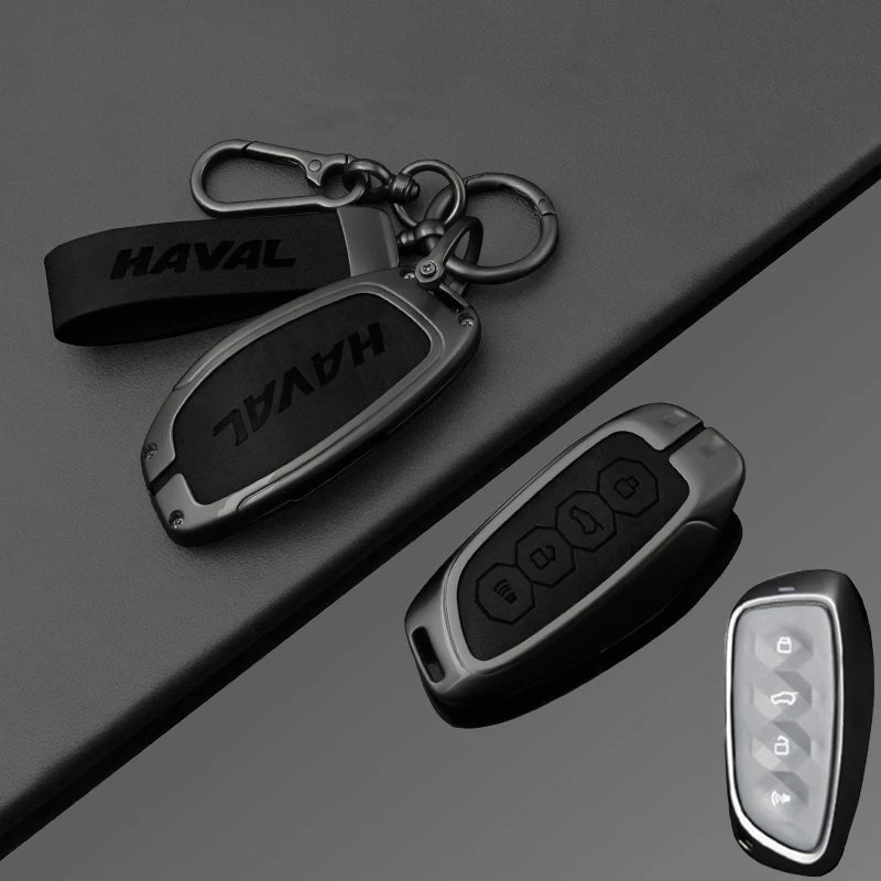 Premium Autoschlüssel Hülle aus Zinklegierung & Leder für Great Wall Haval – Key Case Cover für H6 (2024), H9 (2024), F7x, H5, H3, H2, M6 & mehr