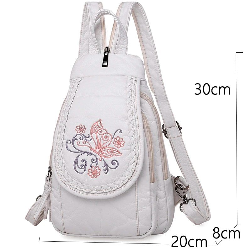 KMFFLY Damen Mini Rucksack en cuir PU blanc – Sac à dos à fleurs, sac à dos léger et tendance pour filles 