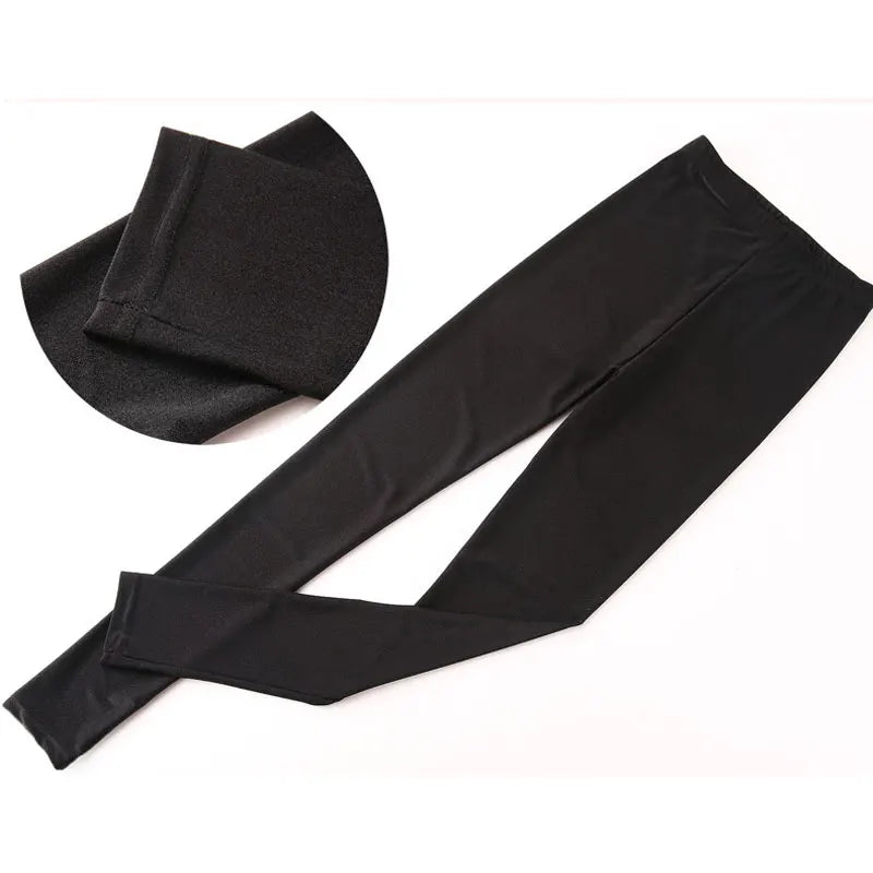 Femme Shiny Lederleggings Skinny Fit – Glänzende V-Waist Leggings mit Stretch, modische Kunstleder Hose 