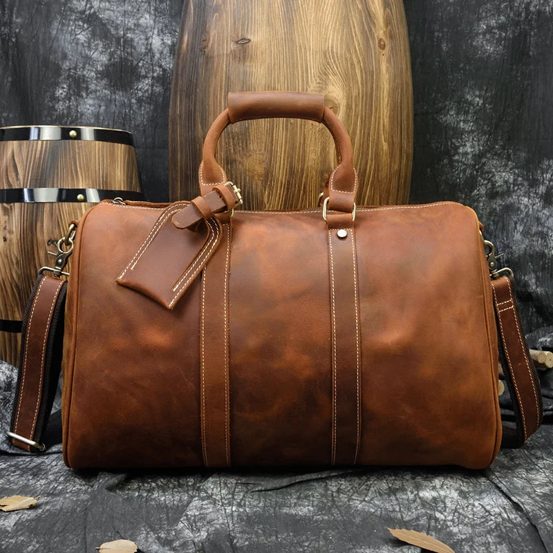 Newsbirds Crazy Horse Leder Reisetasche – Vintage Carry-On Duffle Bag aus echtem Rindsleder für Damen &amp; Herren 