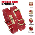 Personalisierbares Leder-Halsband & Leinen-Set für Hunde – Robustes Echtleder mit Gravur für kleine bis große Hunde