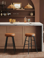 VASAGLE Barhocker (2er Set) aus Kunstleder – Gepolsterte Barstühle mit 2 Fußstützen-Höhen, 120 kg Belastbarkeit, stilvolle Küchen- &amp; Barstühle 