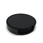 6er Set hitzebeständige PU Leder Untersetzer in Marmor-Optik – Runde Kaffee- & Teeunterlagen in Schwarz/Weiß, pflegeleicht & modern