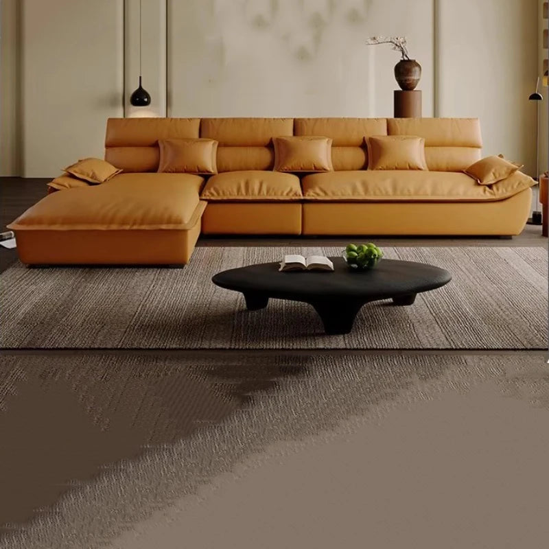 Italienisches Luxus Ledersofa – Minimalistisches L-förmiges Ecksofa für moderne Wohnzimmer