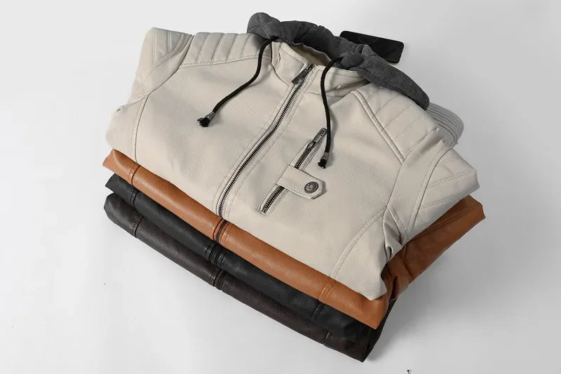 Chaqueta de cuero de PU para hombre Slim Fit – Chaqueta de motor cálida con forro polar, abrigo largo y bolsos para hierbas e invierno hasta tamaño 5XL 