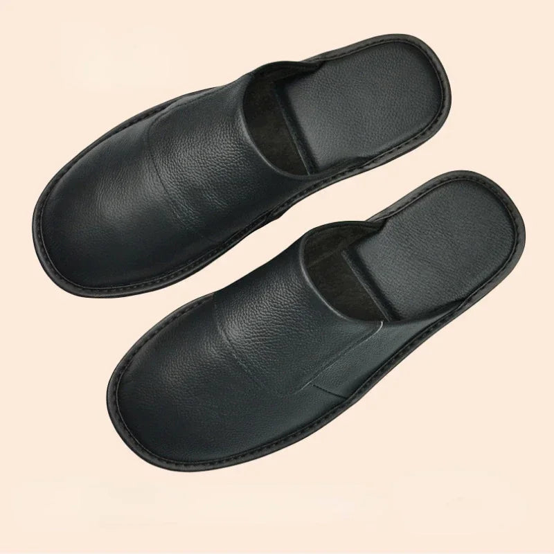 XIHAHA Leder Hausschuhe Herbst/Winter – Unisex Indoor Slipper aus echtem Rindsleder, bequem & schlicht, bis Größe 46