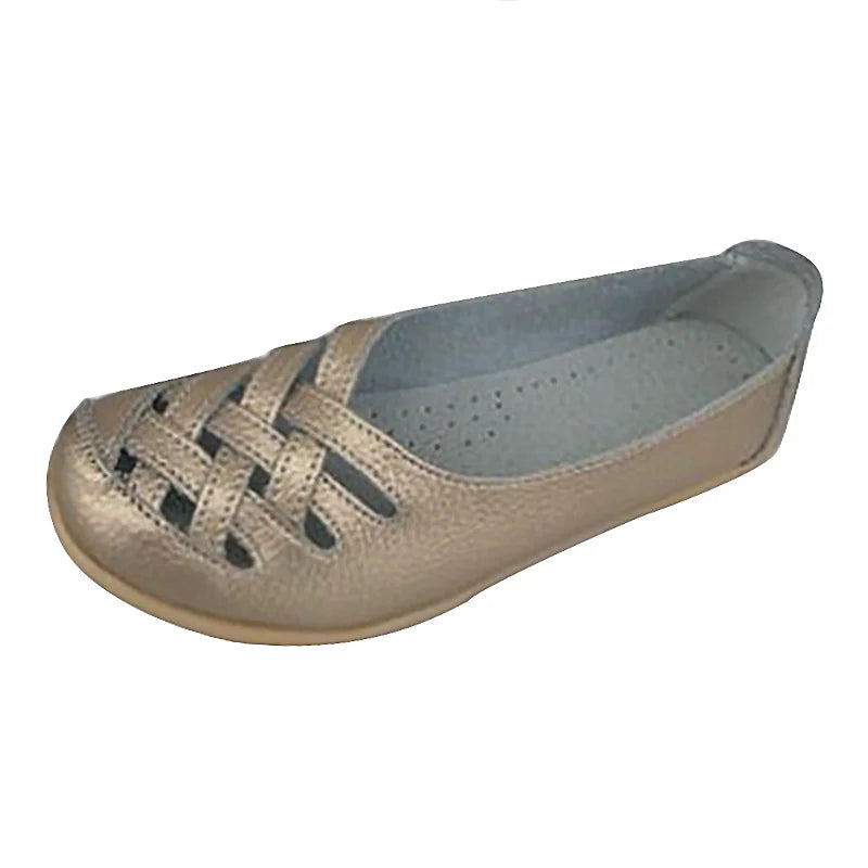 HAJINK Damen Leder Flats – Handgefertigte Loafers, Slip-On Ballerinas aus echtem Rindsleder