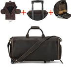 Luufan Business Leder Trolley Reisetasche mit Rollen – Hochwertige Crazy Horse Echtleder Reisetasche für Herren mit Schuhfach & Kleidersack