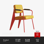 Memphis Style Designer-Lederstuhl mit Armlehnen – Moderner italienischer Retro Esszimmer- & Wohnzimmerstuhl mit Rückenlehne und Metallgestell