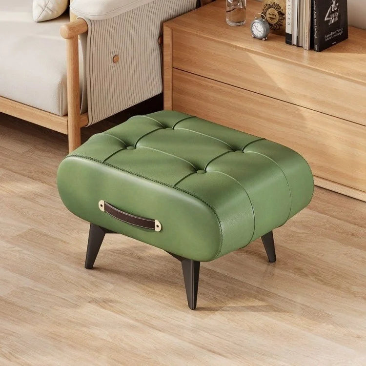 Quadratischer Lederhocker – Moderner Wohnraum-Fußhocker im amerikanisch-italienischen Stil