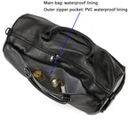 Große Reisetasche aus echtem Leder – Weiche Cowhide Travel Duffle Bag für Damen & Herren, schwarze Wochenend- & Schultertasche mit Schuhfach