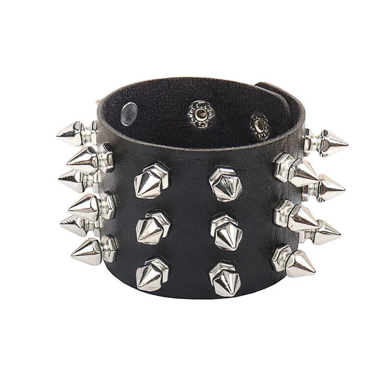 Brazalete de cuero punk de los 90 con nieve, brazalete de PU colorido con púas eckigen, pulsera gótica llamativa para mujer 2024 