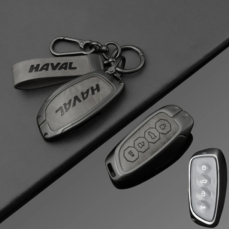 Premium Autoschlüssel Hülle aus Zinklegierung & Leder für Great Wall Haval – Key Case Cover für H6 (2024), H9 (2024), F7x, H5, H3, H2, M6 & mehr