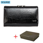 VICKAWEB Damen Geldbörse aus echtem Leder – Kleine Fashion Wallet mit Alligator-Prägung, Reißverschluss &amp; Druckknopf
