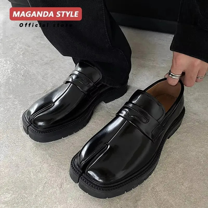 Maganda Tabi Loafer aus echtem Leder – Unisex Split-Toe Schuhe mit dicker Sohle, bequeme Casual Lederschuhe für Damen & Herren