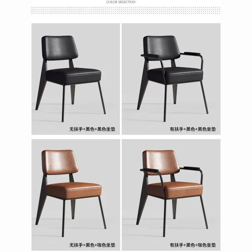 Nordischer Leder-Armchair mit Metallgestell – Vielseitiger Designerstuhl für Esszimmer, Wohnzimmer, Café &amp; Meetingräume