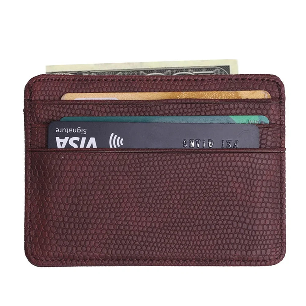 Mini Reise Kartenetui aus PU-Leder – Kompakte Geldbörse mit Echsenprägung, Sichtfenster & Reißverschluss für Damen & Herren