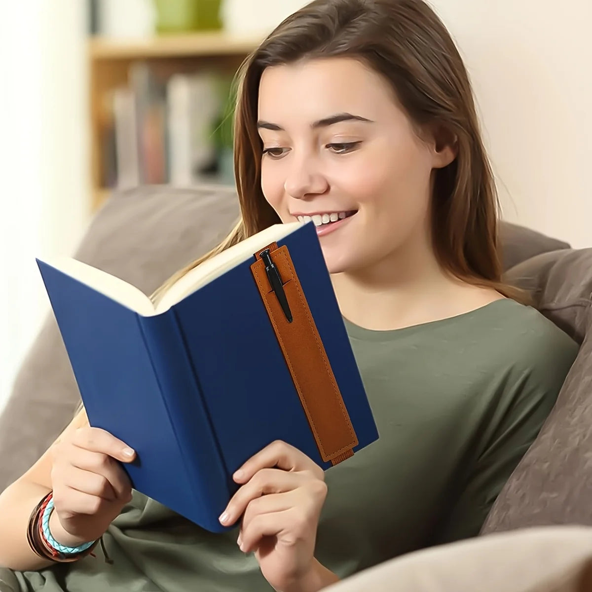 Elastischer Leder Stiftehalter Clip – Robusto Leder Pen-Halterung mit Gummiband para notizbücher, tabletas y portátiles