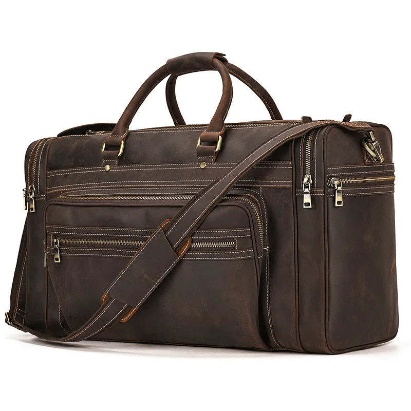 Newsbirds 60 cm Große Leder Reisetasche für Herren – Extralarge Vintage Duffle Bag aus echtem Rindsleder als Handgepäck & Weekender