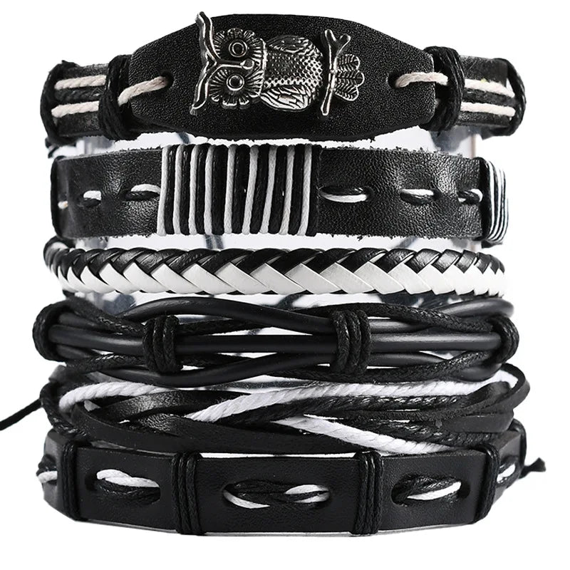 Viking Lederarmband mit Totenkopf – Verstellbares Herren- & Unisex Armband im Neo-Gothic Stil, Geflochtenes Lederarmband