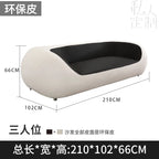 Nordisches Designer Leder-Sofa mit Schlaffunktion – Luxus Lounge Sofa im modernen Stil, geschwungene Relax-Couch aus Rindsleder für Wohnzimmer