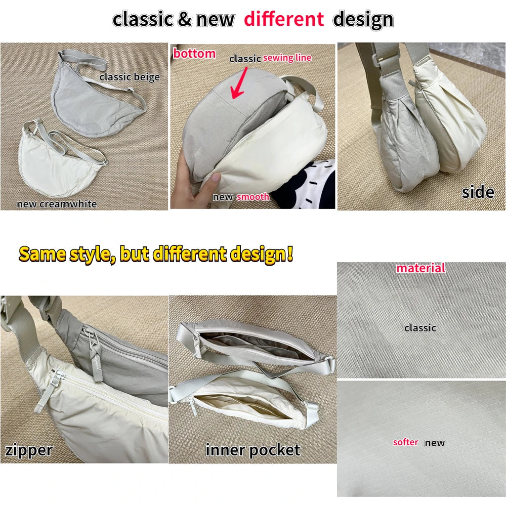 Solide Damen Nylon Schultertasche – Sac à main bandoulière en tissu polaire pour voyage et voyage 