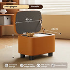 Schuhhocker mit Stauraum aus PU-Leder & Massivholz – Niedriger Sitzhocker für Flur, Wohnzimmer & Kinderzimmer