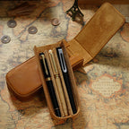 Étui à stylos en cuir véritable avec étui magnétique – Étui à stylos en cuir Crazy Horse pour 3 étuis avec étui à stylos