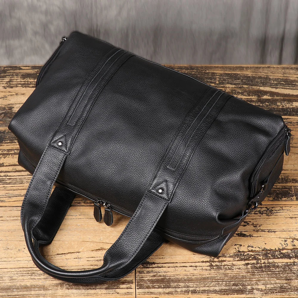ROOG Herren Leder Reisetasche – Kompakte Business- &amp; Sporttasche aus echtem Rindsleder für Kurztrips und Alltag