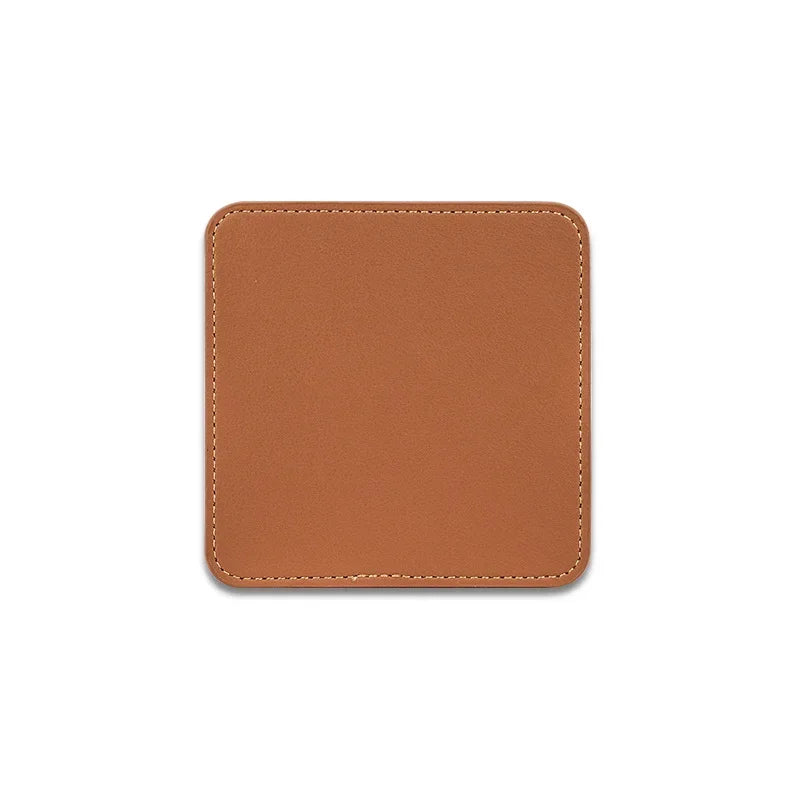 5er-Set personalisierte Getränkeuntersetzer aus PU-Leder – Runde, hitzebeständige Unterlagen Ø 11 cm mit Wunschdesign