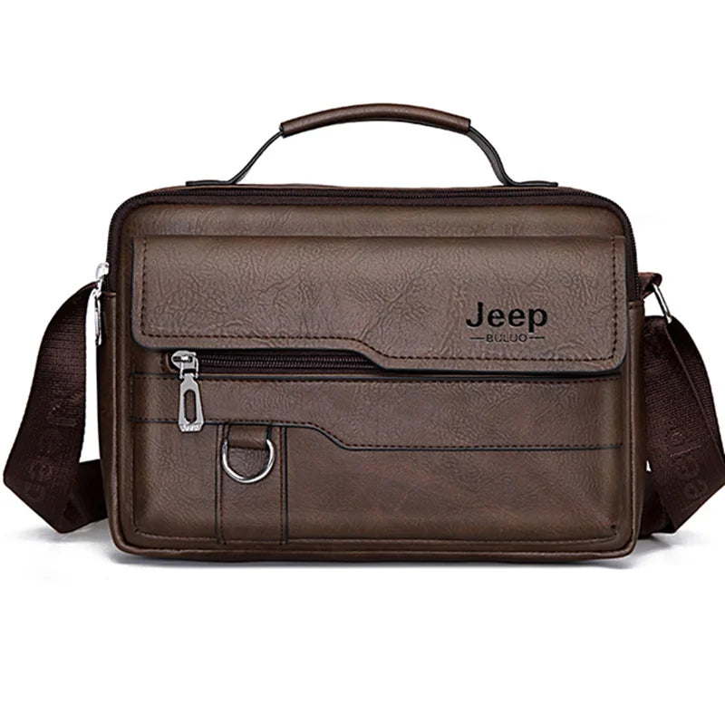 JEEP BULUO Herren Leder Messenger Bag – Multifunktionale Business Schultertasche mit Großer Kapazität