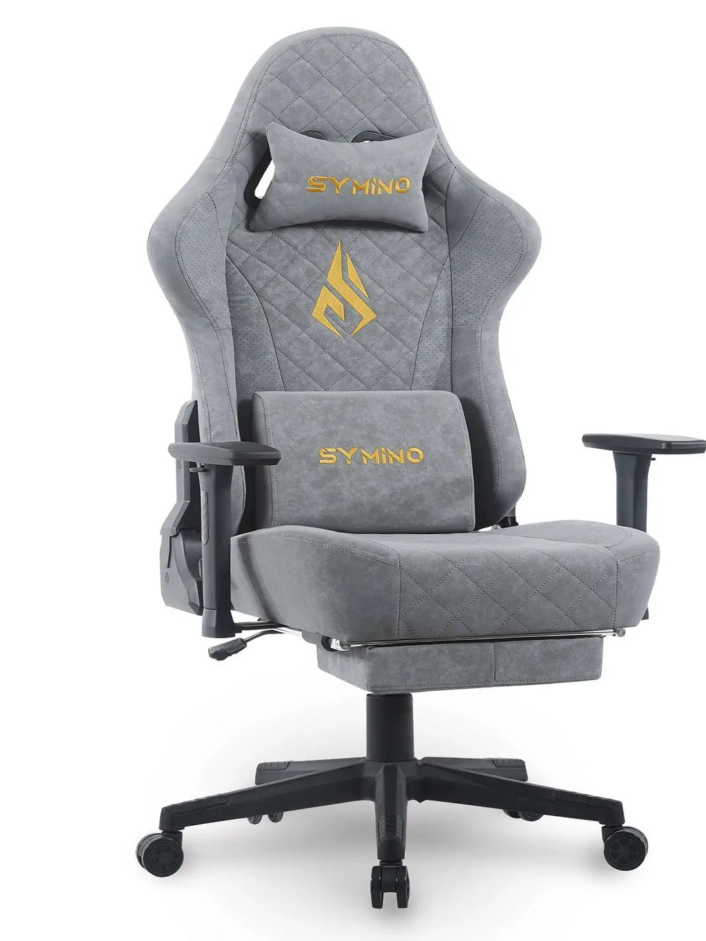 SYMINO Gaming Chair mit Fußstütze – Ergonomischer Racing Bürostuhl aus Vintage PU-Leder, drehbar & höhenverstellbar für Büro & Homeoffice