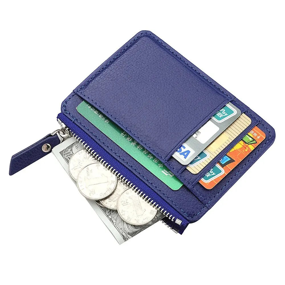 Mini Kartenetui Herren aus PU-Leder – Slim Wallet mit Reißverschluss, Kreditkarten- & Ausweishalter mit Münzfach, Minimalistische Geldbörse