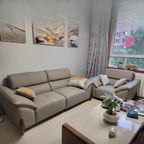 Modernes Leder Sofa in Creme – Minimalistisches Wohnzimmersofa mit Relax-Komfort, familienfreundliches Design für drinnen &amp; draußen 