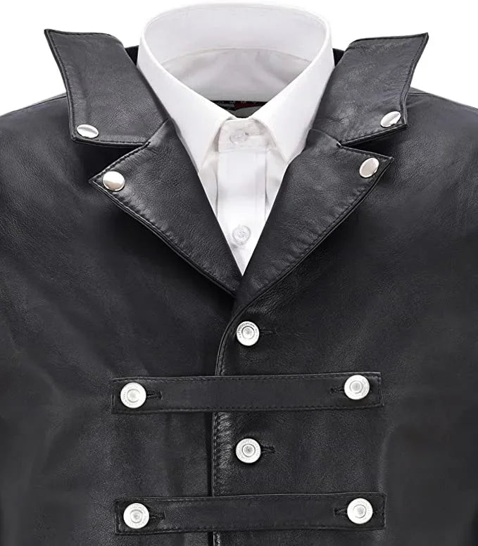 Herren Vintage Lederweste im Punk Style – Ärmellose Single-Breasted Weste mit V-Ausschnitt, Mittelalter- & Streetwear-Look