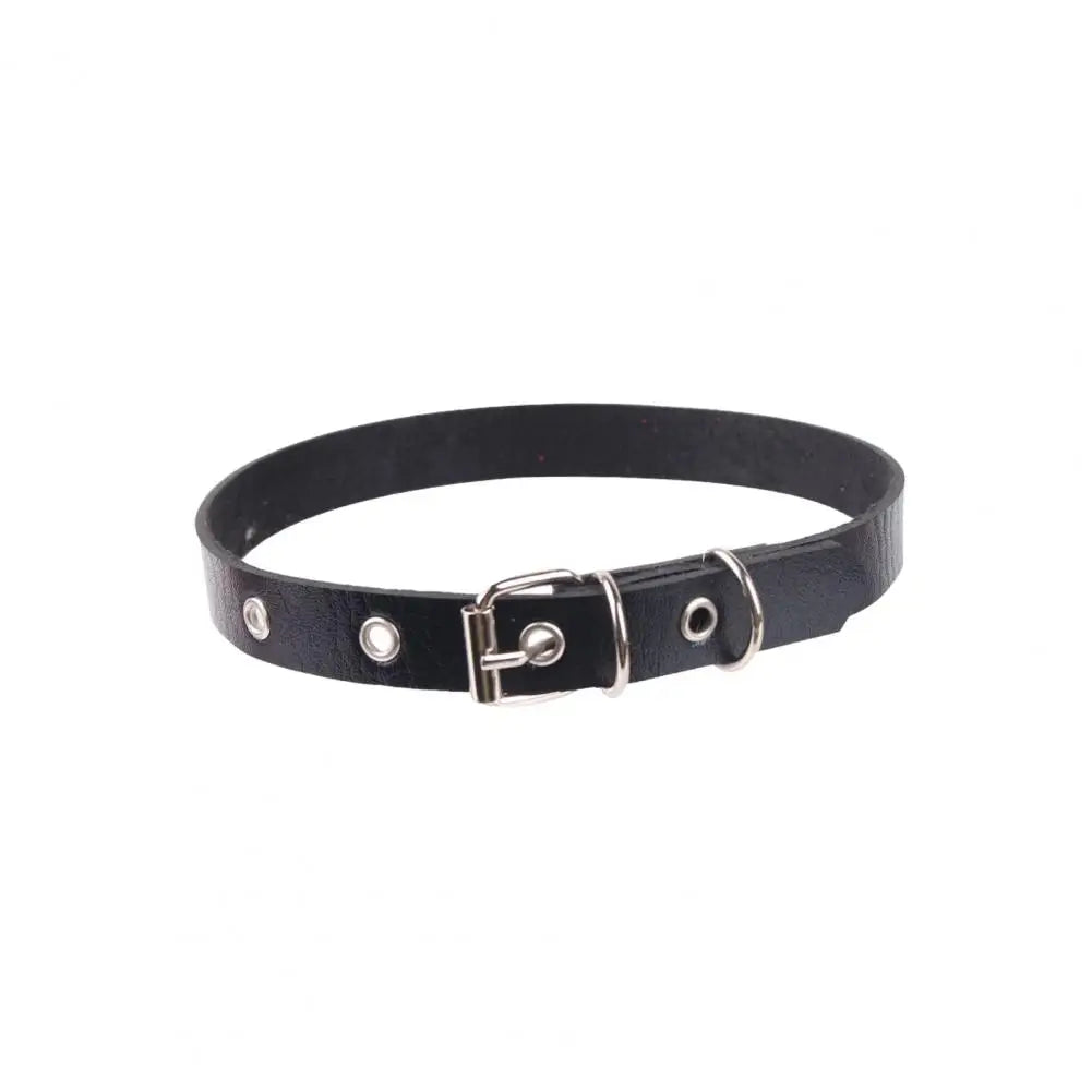 Vintage Punk Choker aus Kunstleder – Verstellbares Halsband mit Schnallen-Pin für Damen & Herren, Club- & Party-Accessoire