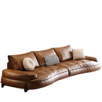 Design Boden-Sofa aus Echtleder en Braun – Relax Liegesofa im italienischen Stil, wandelbar zum Schlafsofa, modernes Wohnzimmer- und Hotelsofa