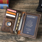 CONTACT’S Echtleder Reise-Geldbörse – Passport Wallet mit Kartenfächern, Münzfach und AirTag-Slot für Männer & Frauen