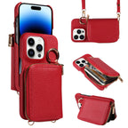 Hochwertige Faux-Leder Umhänge-Handyhülle für iPhone 16e 16 15 14 13 12 11 Pro Max – Crossbody Wallet mit Kartenfach, Stoßfest & Anti-Degaussing